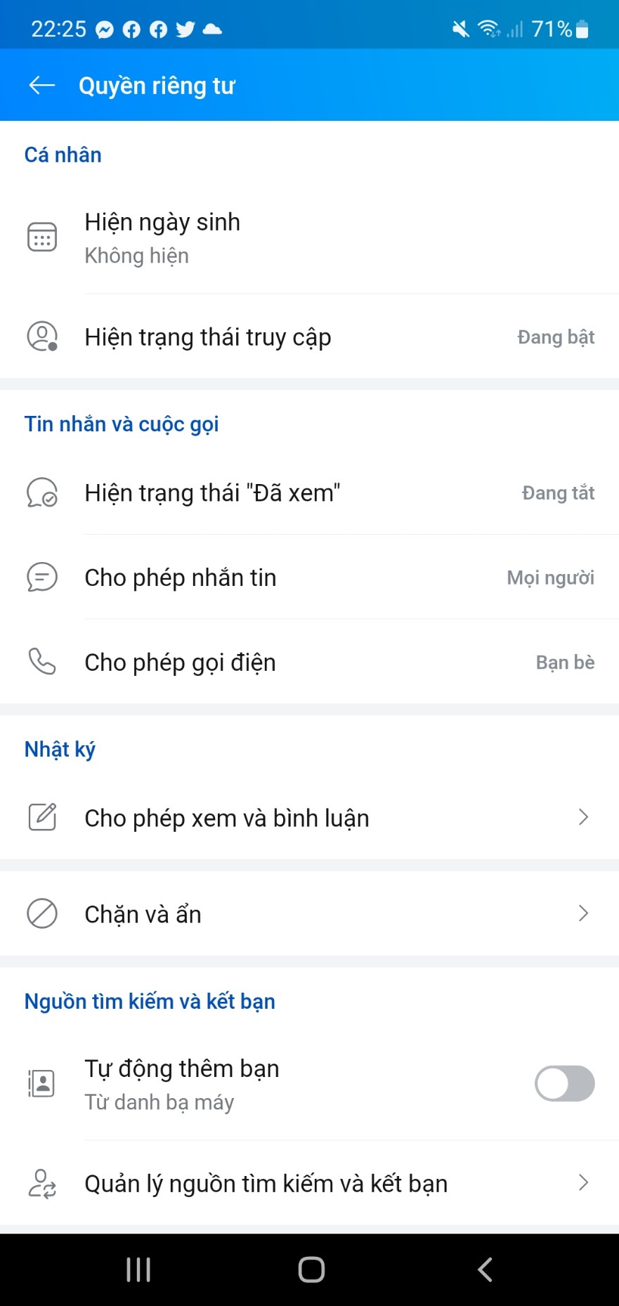 Chọn vào mục Hiện trạng thái truy cập