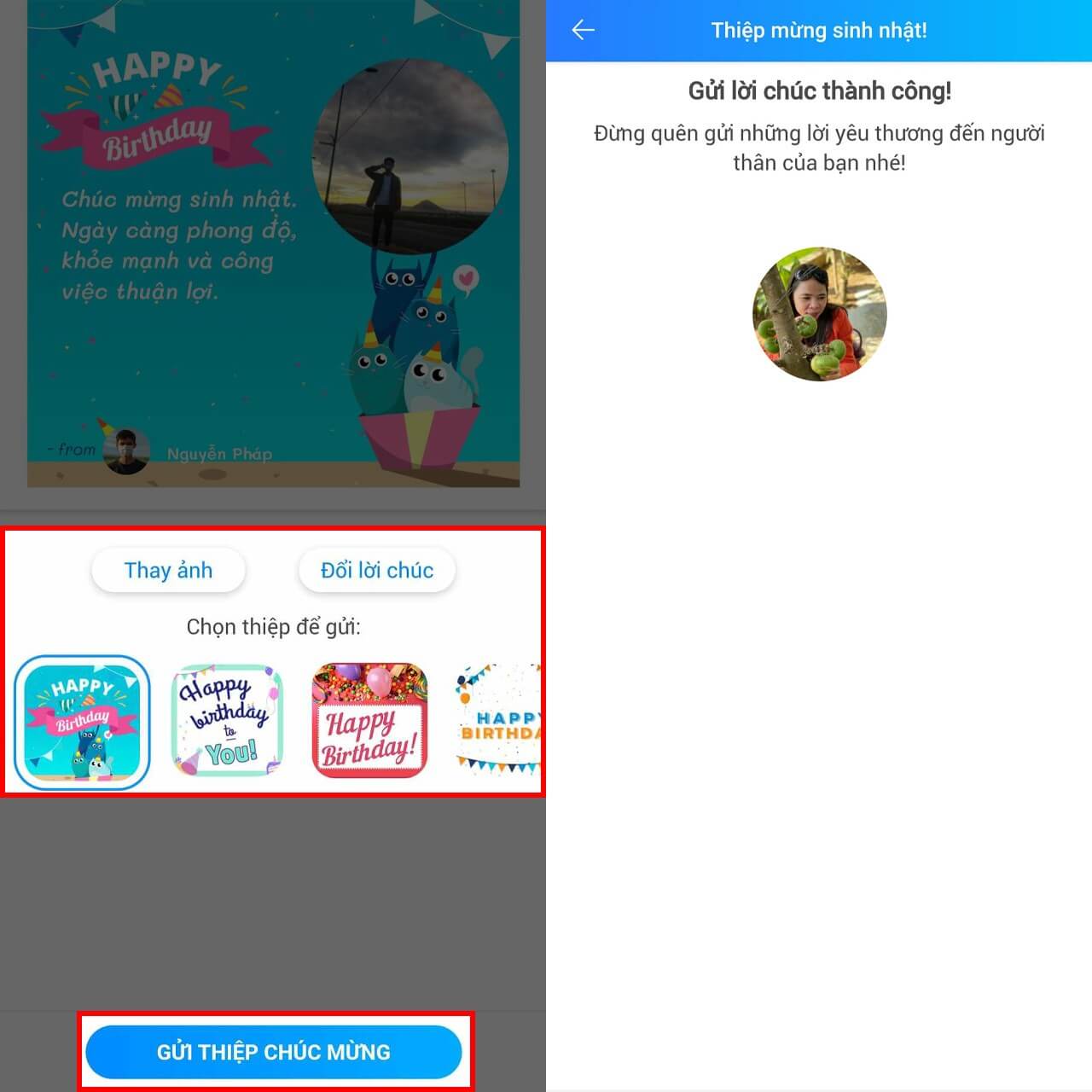 Bạn có thể gửi thiệp có sẵn trên Zalo hoặc tự thiết kế thiệp