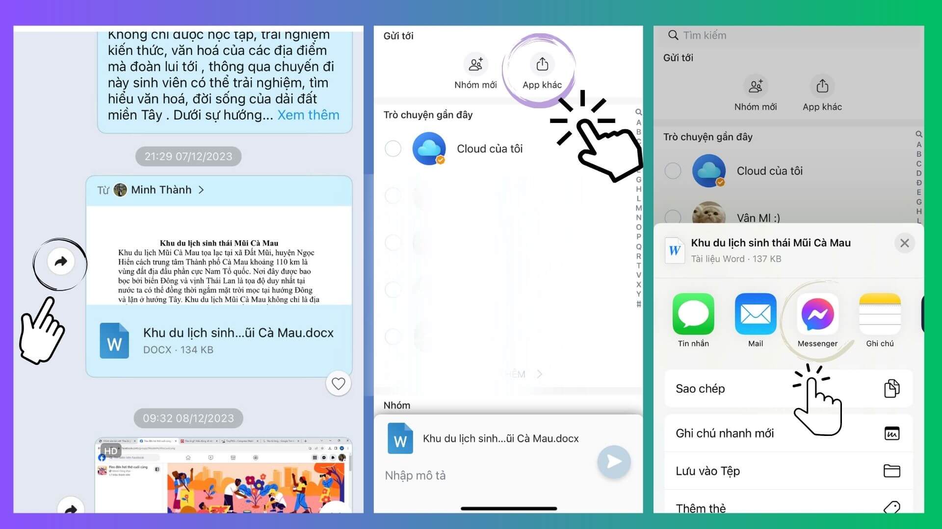 Cách gửi file từ Zalo sang Messenger vô cùng đơn giản